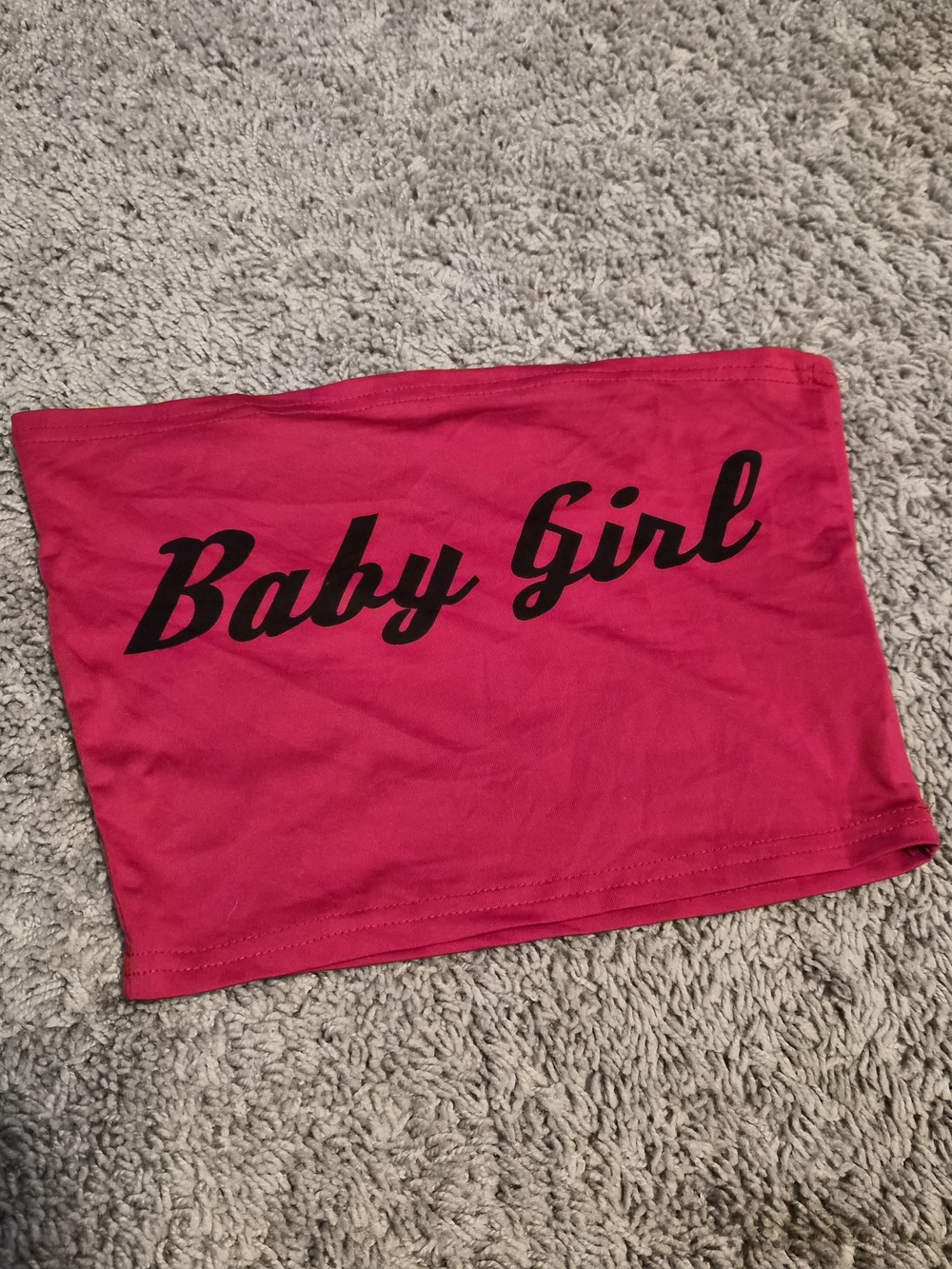 ROMWE Hot Pink Tube Top with Black 'Baby Girl' Script